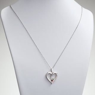 Sterling Silver Birthstone & Name Heart Necklace