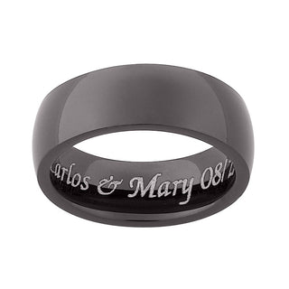 Black Stainless Steel Engraved 7mm Band