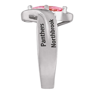 Ladies Sterling Silver Marquise Stone & Diamond Wrap Class Ring