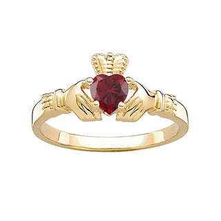 14K Gold over Sterling  Birthstone Claddagh Ring