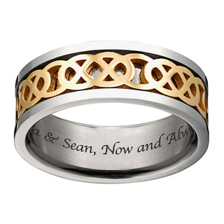 Titanium Two-Tone Engraved Celtic Knot Spinner Band