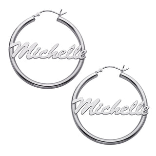 Sterling Silver Large Name Hoops