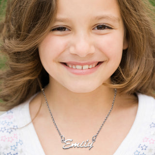 Sterling Silver Kid's Script Name Necklace