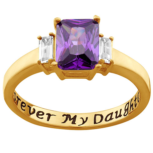 14K Gold over Sterling Forever My Daughter Birthstone Ring Limoges Jewelry