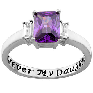 Sterling Silver Forever My Daughter Birthstone Ring