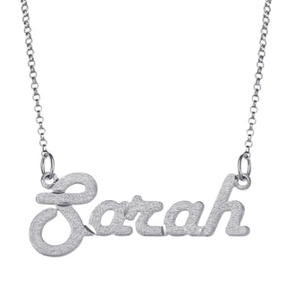 Sterling Silver Satin Script Name Necklace