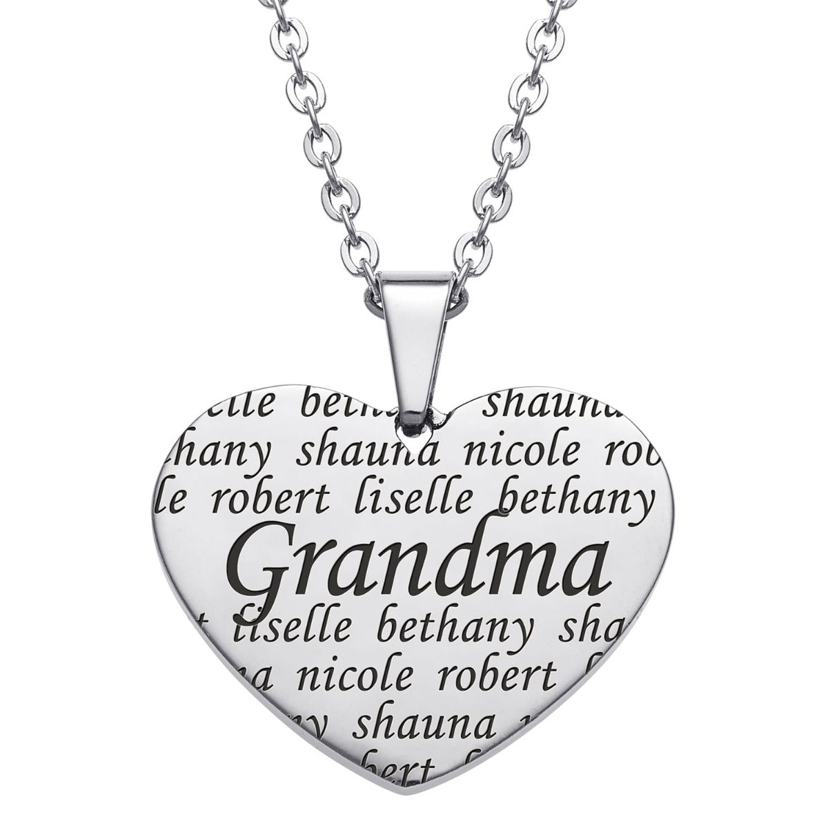 Everscribe Grandma Engraved Family Names Heart Necklace – Limoges