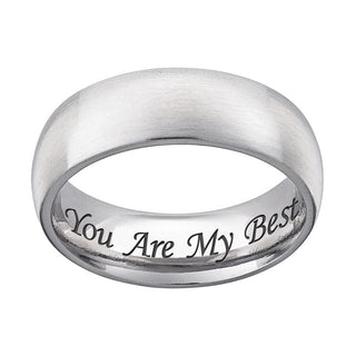 Stainless Steel Engraved Wide Wedding Band