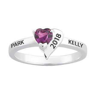 Sterling Silver Freestyle Crystal Heart Birthstone Ring