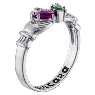 Sterling Silver Couple's Marquise Birthstone Claddagh Ring