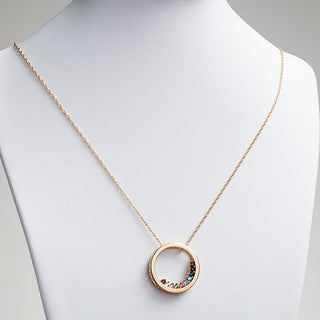 14K Gold over Sterling Mother's Birthstone Circle Slider Necklace