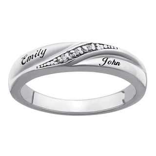 Sterling Silver Ladies Diamond Accent Name Wedding Band