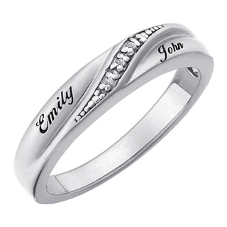Sterling Silver Ladies Diamond Accent Name Wedding Band