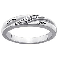 Sterling Silver Ladies Diamond Accent Name Wedding Band