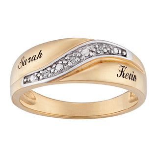 18K Gold Over Sterling Men's Diamond Accent Name Wedding Band