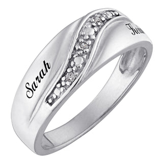 Sterling Silver Men's Diamond Accent Name Wedding Band