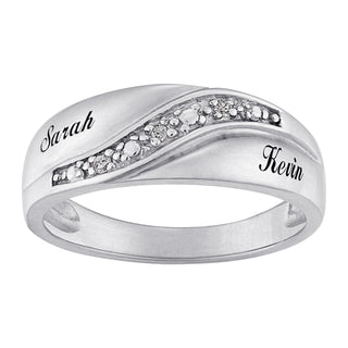 Sterling Silver Men's Diamond Accent Name Wedding Band