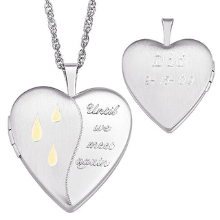 Sterling Silver Engraved Memorial Message Locket Necklace