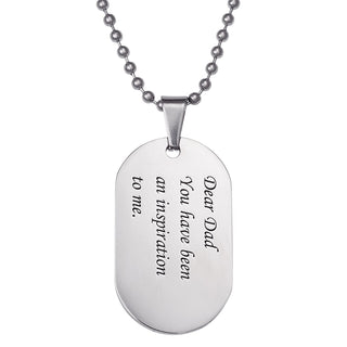 Stainless Steel Engraved Oval Dog Tag Necklace