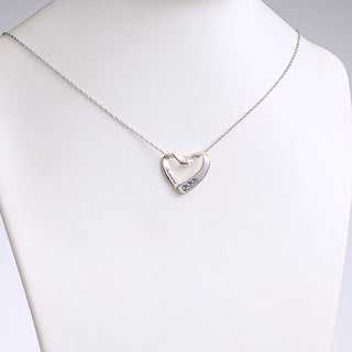 Sterling Silver Birthstone & Name Heart Necklace