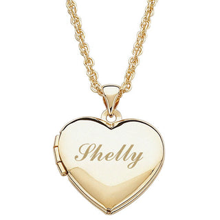 Goldtone Engraved Heart Locket Necklace