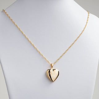 Goldtone Engraved Heart Locket Necklace
