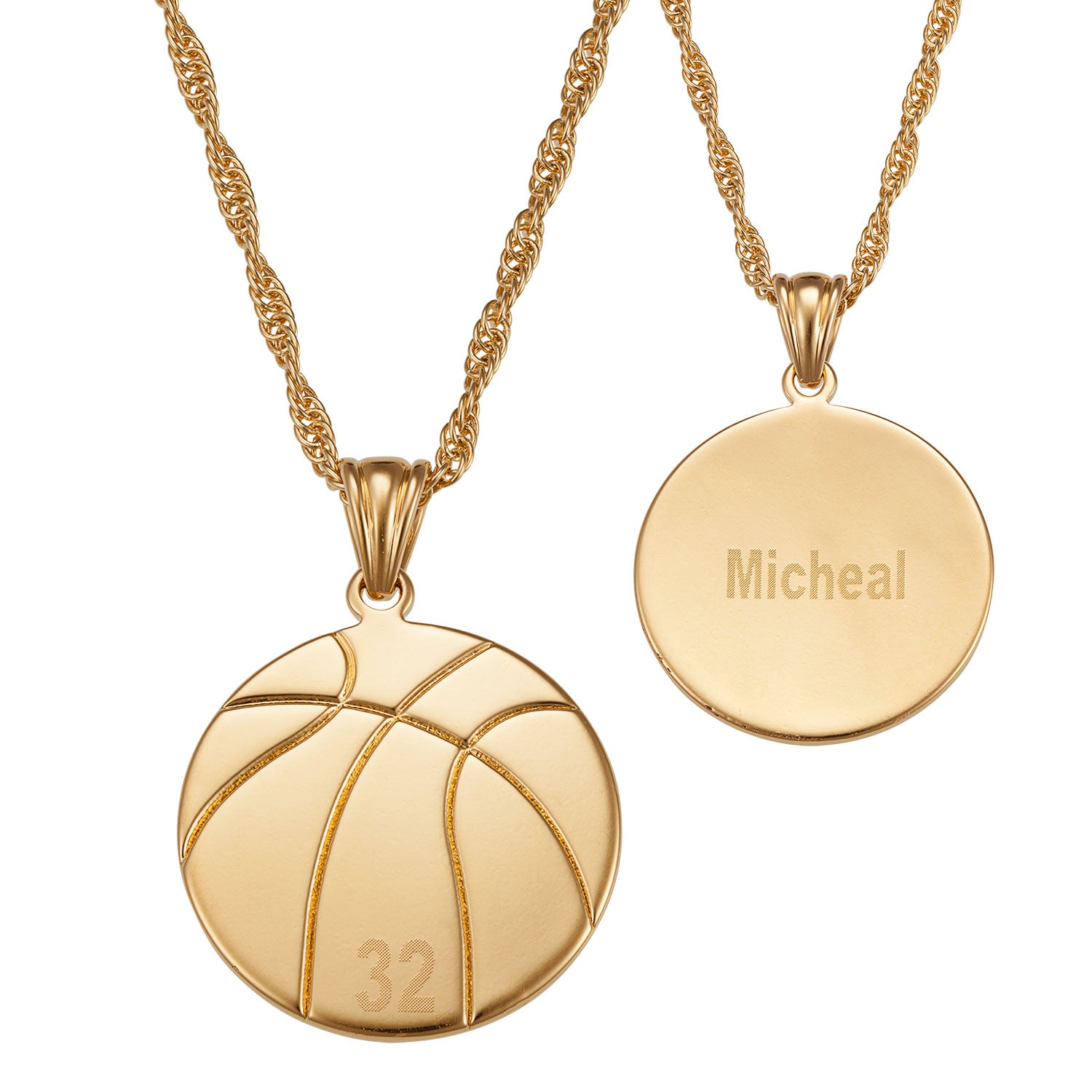 Engraved Basketball Necklace – Limoges Jewelry - Main Image