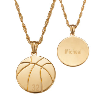 Engraved Basketball Necklace