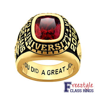 Men's 18K Gold over Sterling Large Traditional Stone Class Ring