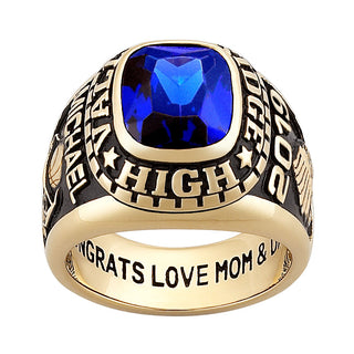10K Yellow Gold Men's Large Traditional Stone Class Ring