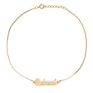 14K Gold over Sterling Script Name Anklet