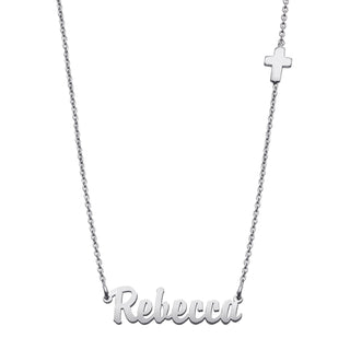 Sterling Silver Mini Name Pendant on 16+2" Cross Chain Necklace