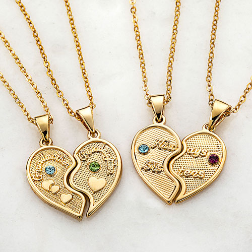 Heart Pendant Grandmother And Granddaughter Necklace Grandmother