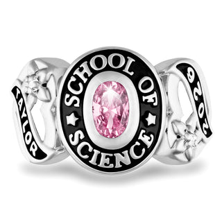 Ladies Platinum Celebrium? Sweetheart Class Ring with Diamond Accents