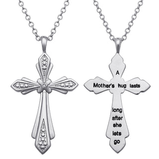 Mother and Daughter Duo Cross Pendant Set with Engraved Message