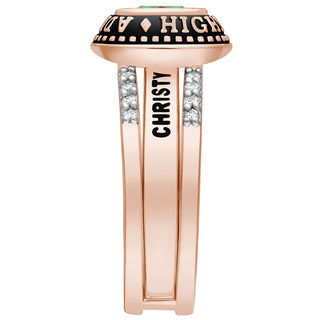 Ladies' 14k Rose Gold Plated Class Ring with Jacket and CZ Accents