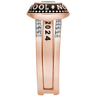 Ladies' 14k Rose Gold Plated Class Ring with Jacket and CZ Accents