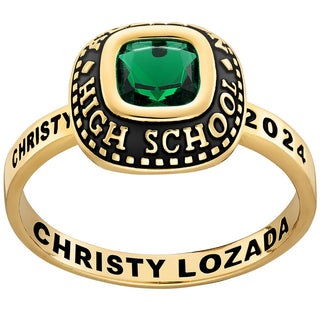 Ladies' 14K Gold over Sterling Class Ring with Jacket and CZ Accents