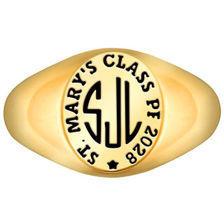 Ladies' 14k Gold Plated Monogram Signet Class Rings