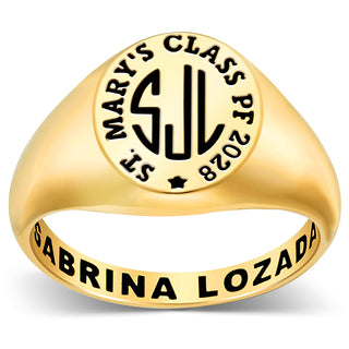 Ladies' 14k Gold Plated Monogram Signet Class Rings