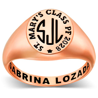 Ladies' 14k Rose Gold Plated Monogram Signet Class Rings