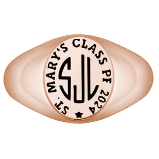 Ladies' 14K Rose Gold over Sterling Monogram Signet Class Rings