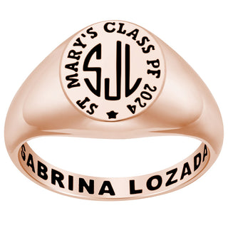 Ladies' 14K Rose Gold over Sterling Monogram Signet Class Rings
