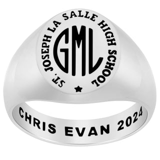 Men's Platinum Plated Monogram Signet Class Rings