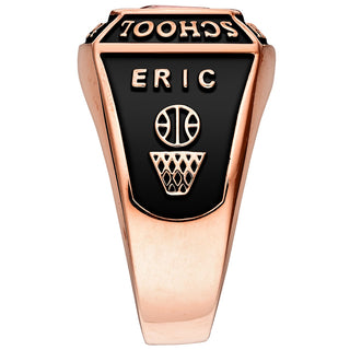 Men's Rose Gold over Sterling Traditional Square Birthstone Class Ring