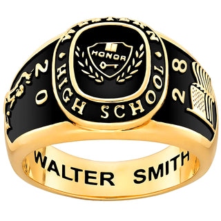Men's 14K Gold Plated Multiple Graphics Traditional Class Ring