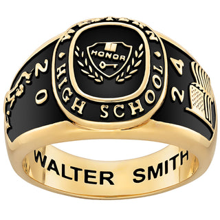Men's 14K Gold Plated Multiple Graphics Traditional Class Ring