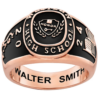 Men's 14K Rose Gold Plated Multiple Graphics Traditional Class Ring