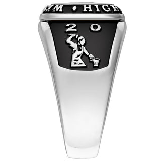 Men's Sterling Silver Multiple Graphics Traditional Class Ring