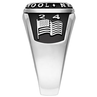 Men's Sterling Silver Multiple Graphics Traditional Class Ring
